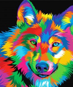 Colorful Wolf Pop Art Paint By Numbers