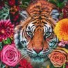 Cool Tiger And Flowers Paint By Numbers