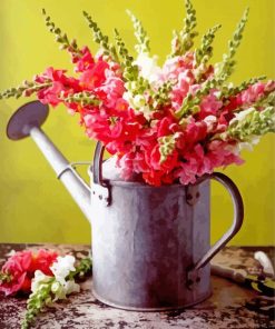 Cool Watering Can With Flowers Paint By Numbers