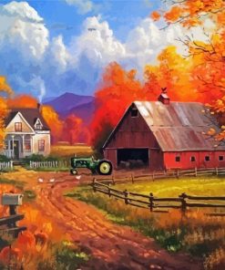 Farm House In The Fall Art Paint By Numbers