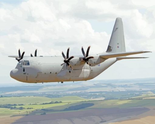 Flying C130 Airplane Paint By Numbers