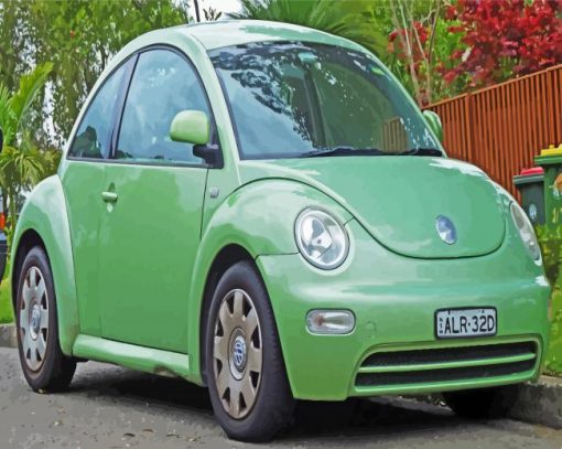 Green Volkswagen Bug Paint By Numbers