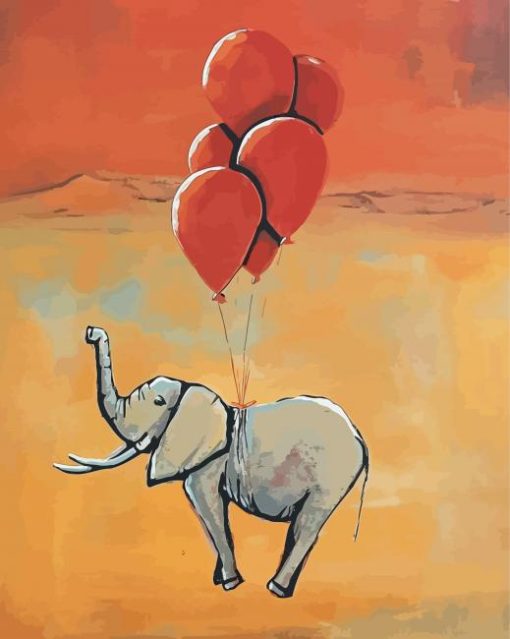 Grey Elephant And Balloons Art Paint By Numbers