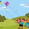 Happy Children Playing Kite Paint By Numbers