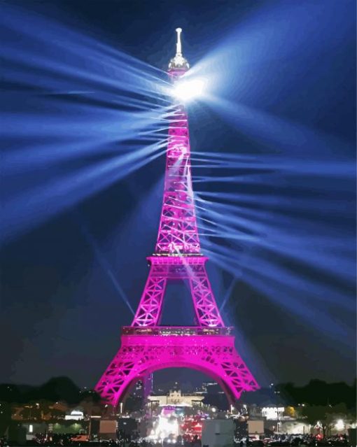 Pink Eiffel Tower Light Paint By Numbers