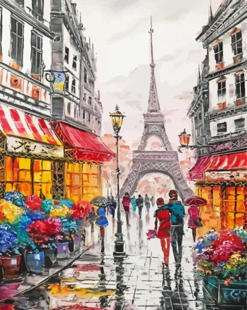 Romantic Evening Walk Paris Paint By Numbers