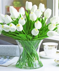 White Tulip Flower Vase Paint By Numbers