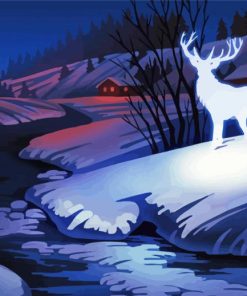 White Deer By The River Paint By Numbers