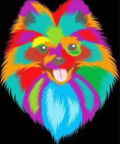 Colorful Pomeranian Dog Head Paint By Numbers