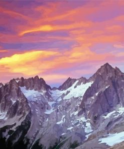 Pink Sunset In The North Cascades Paint By Numbers