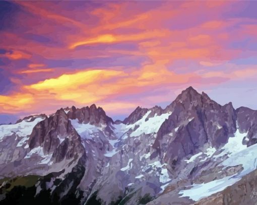 Pink Sunset In The North Cascades Paint By Numbers