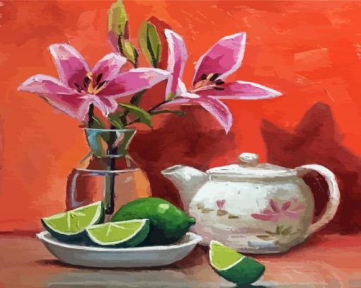 Victorian Teapot With Limes Paint By Numbers