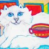 White Cat And Coffee Cup Paint By Numbers