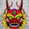 Cool Dragon Mask Paint By Numbers