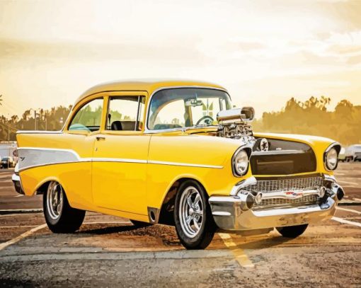 Yellow 1957 Chevy Paint By Numbers